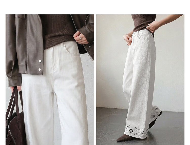 Demana [Cloud Feel Lyocell Cotton] Summer Commuter Style Hollow Embroidered Straight Loose High-Waist Slimming Women's Jeans 5