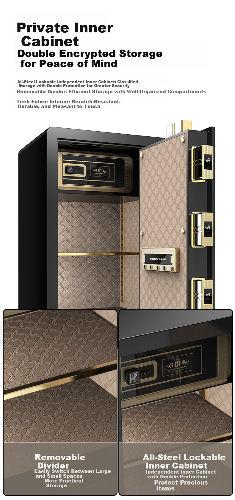 Tiger Brand Home and Office Small Electronic Password Safe All-Steel Anti-Theft Wall and Cabinet Mountable Safe Borui Series 45cm Piano Black 10