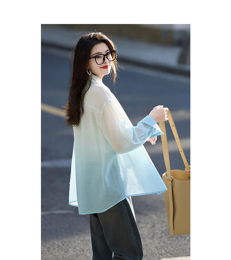 Demana [Oxygen-Permeable Lyocell] Summer Cool Gradient Polo Shirt Lightweight Loose Design Women's Blouse 6