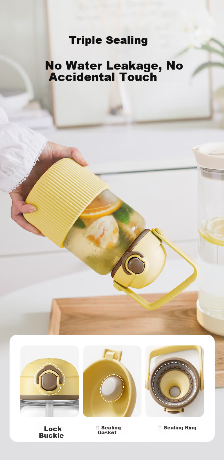 Buydeem Dotted Water Bottle Women's High-Value 2026 New Glass Straw Cup Large Capacity High-Temperature Resistant Men's Gift 4