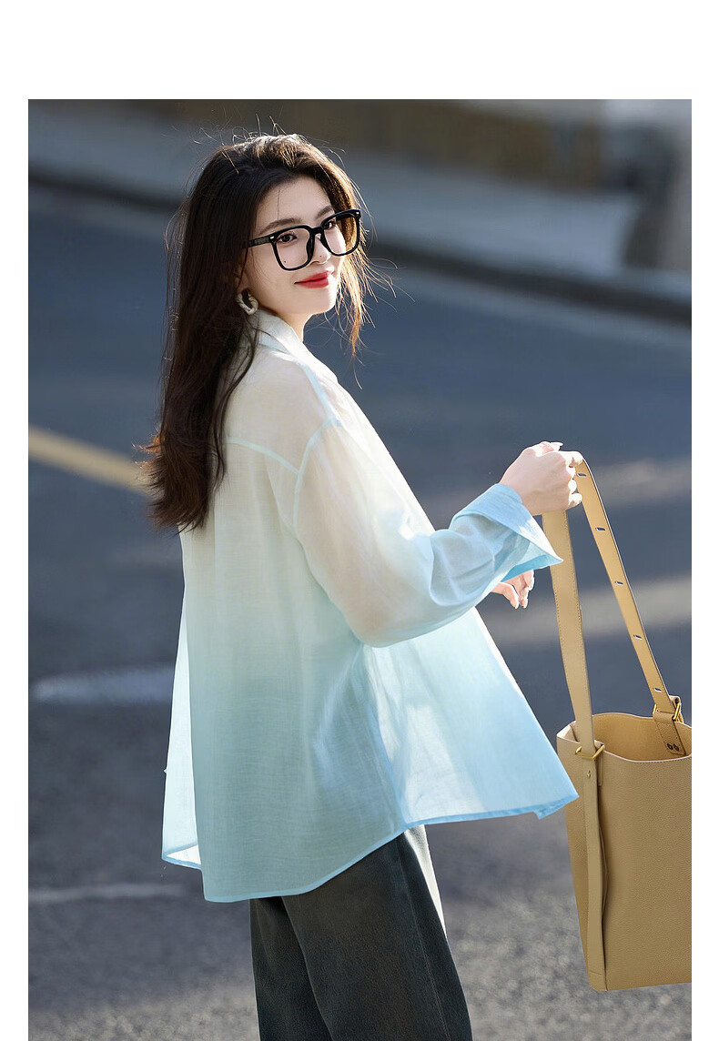 Demana [Oxygen-Permeable Lyocell] Summer Cool Gradient Polo Shirt Lightweight Loose Design Women's Blouse 3