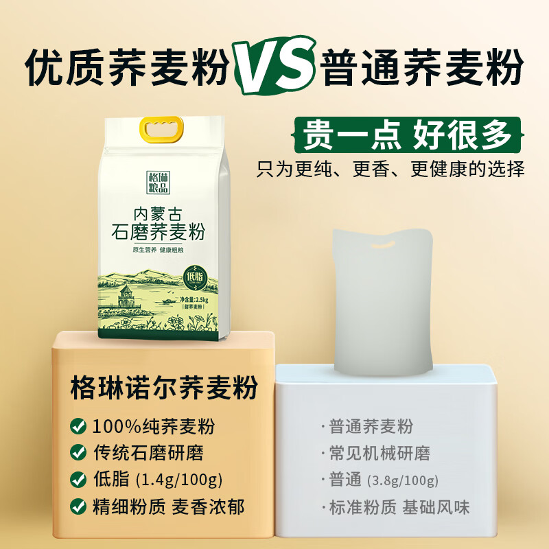 格琳诺尔石磨荞麦面粉5斤 纯荞麦面 粗粮 杂粮面粉 早餐主食 烘焙原料