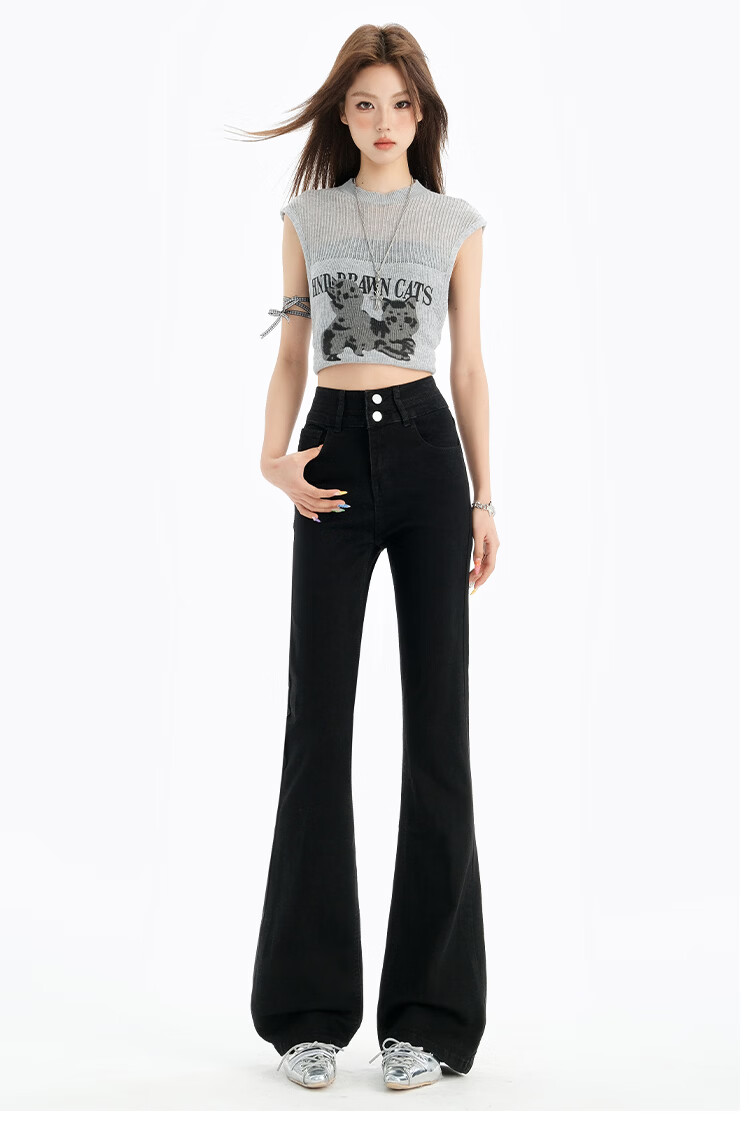 Pierre Cardin Women's Winter Denim Jeans Simple Soft Breathable Casual Slim Fit Straight Wide Leg Retro Blue M 43