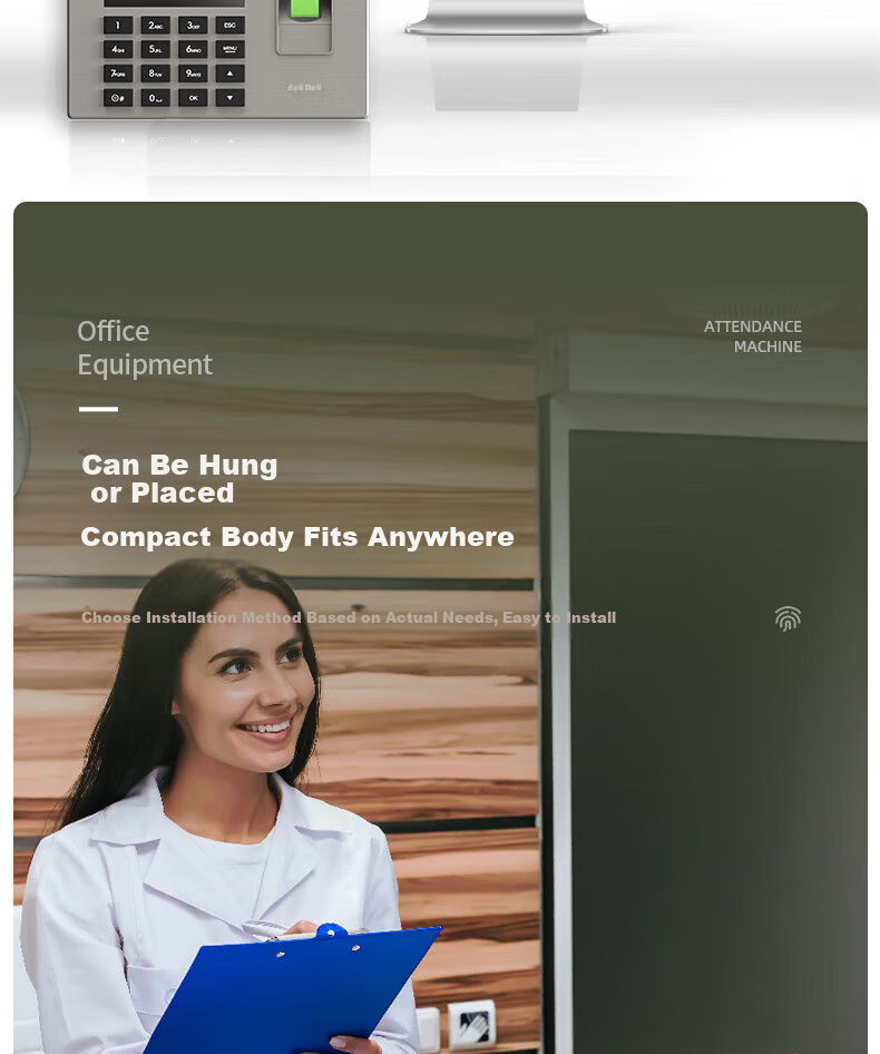 Deli AH100 Fingerprint Attendance Machine 1200 Prints 36 Departments Large Capacity Sensitive Optical Fingerprint Recognition TFT Color LCD 10