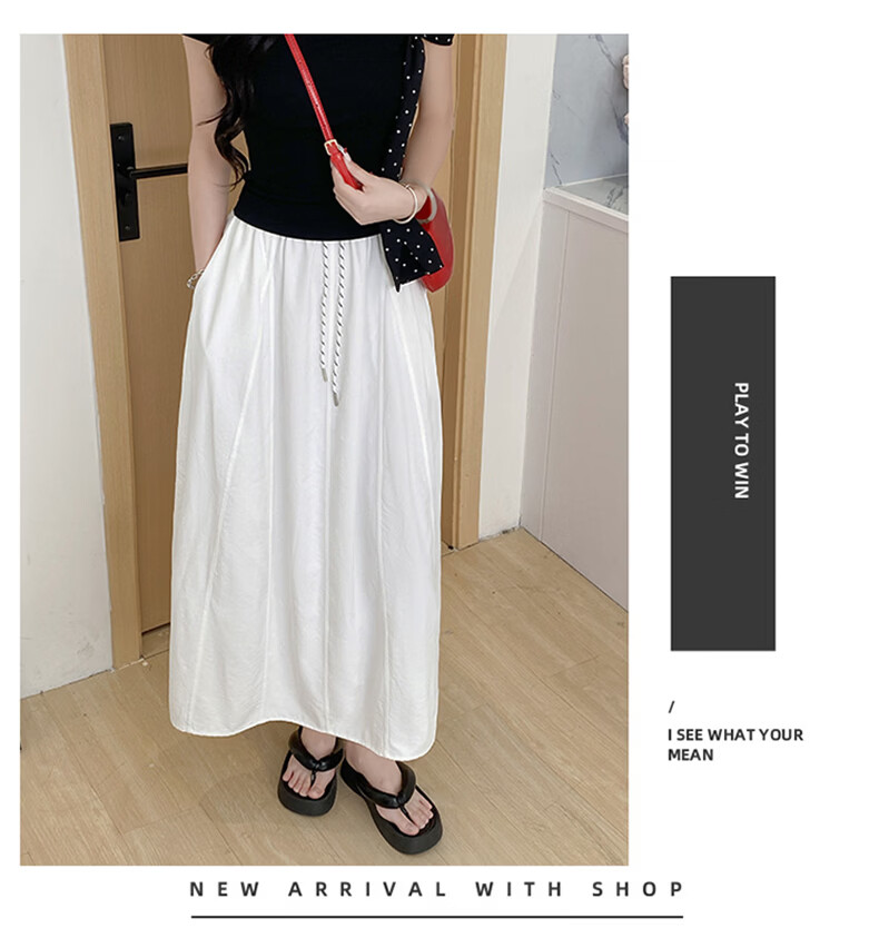Langsha Women's Workwear Summer Skirt 2026 New High Waist Thin Plus Size A-Line Mid-Length Flowing Pumpkin Skirt 21