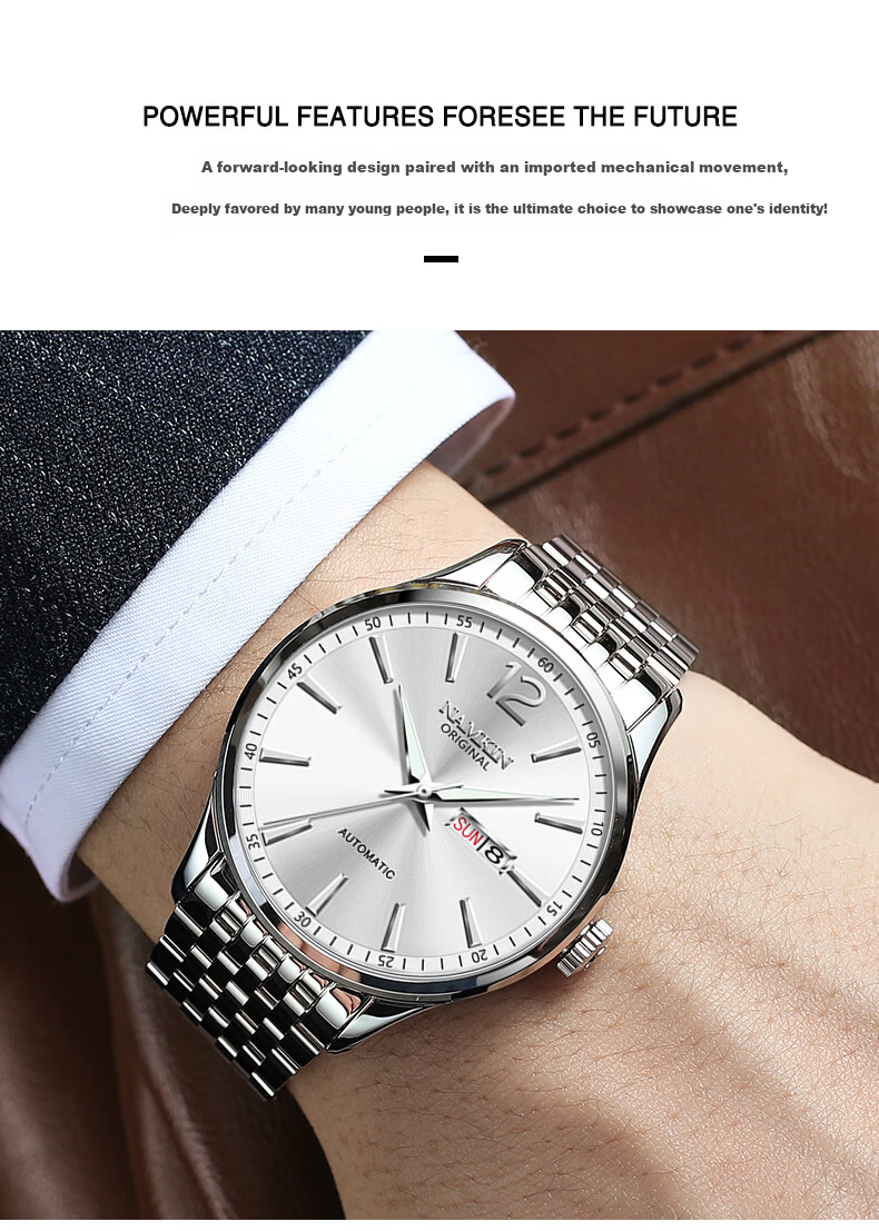 NAMKIN Top 10 Brand Men's Mechanical Watch Fully Automatic Imported Movement Waterproof Luminous Black Dial 8882 13