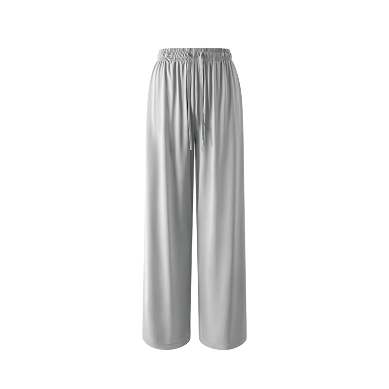 KAZUKOIN Ice Silk Sun Protection Pants for Women, Summer Cool-Feeling Sports Outdoor Casual Straight Wide-Leg Trousers, Light Mist Gray, M