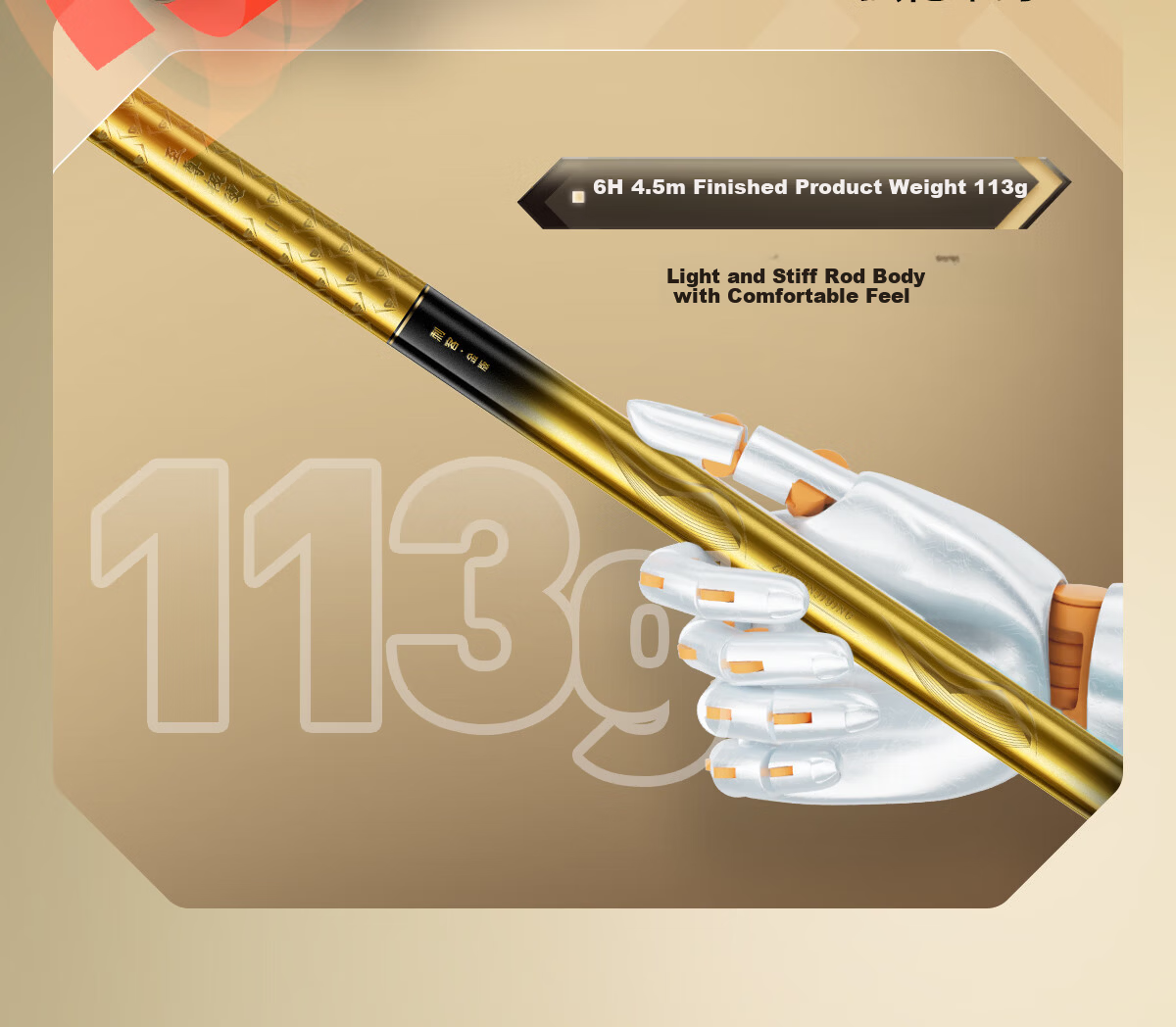 Lingluren Supreme Extreme Hard Second Generation Black Pit Fishing Rod Hand Rod 19-Tune Taiwan Fishing Rod Ultra-Light Ultra-Hard Fishing Rod 4.5m 6H 9