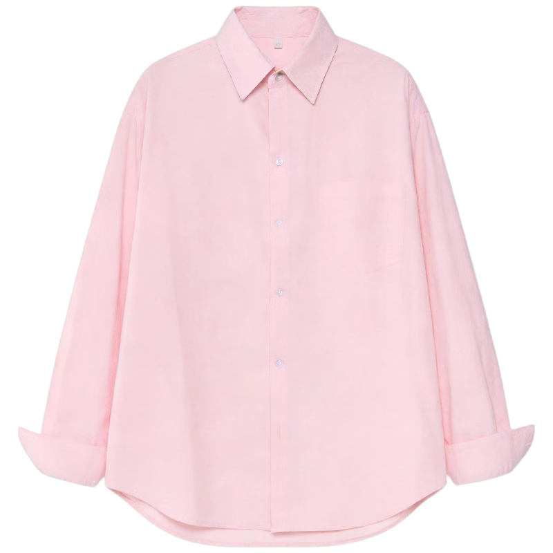 ICH MODE American Vintage White Shirt Women Casual Loose Pink M