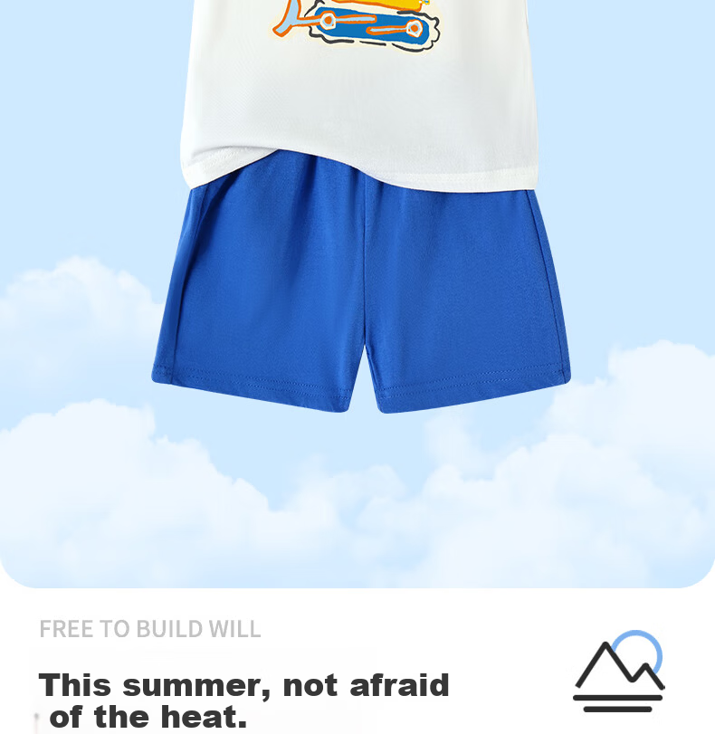Badibadi Summer Baby Toddler Cotton Set Sleeveless Vest Shorts Unisex Baby Light Gray Cat Fishing 110 2