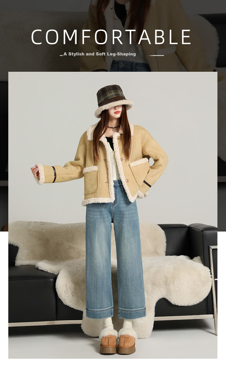 Borui Women's Loose Stretch High-Waist Cropped Straight-Leg Jeans 2026 New Spring Autumn Casual Pants for Petite 1