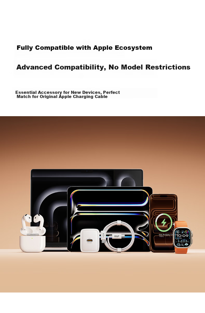 W&P 2026 Model Low-Temperature Fast Charger Apple iPhone 17 Pro Max Charger Foldable Plug GaN Low-Temperature 3C Certified 45/35W 18
