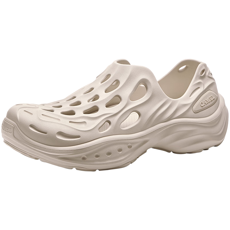 CAMEL Men's G16M776008 Irregular Summer Hollow Breathable Outdoor Beach Sandals Stalactite White Size 43