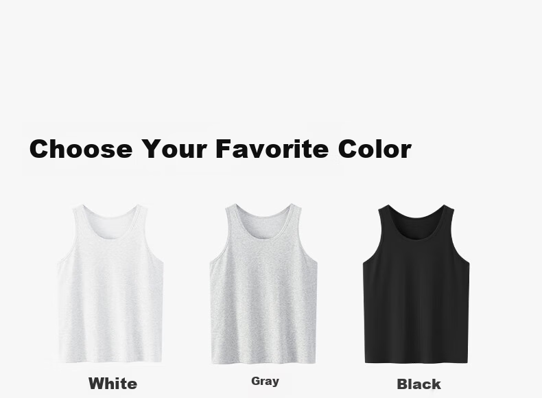 Songshan Cotton Shop Men's Vest Simple Solid Color Home Wear Sports Undershirt Base Sleepwear Cool Breathable Black 170 16