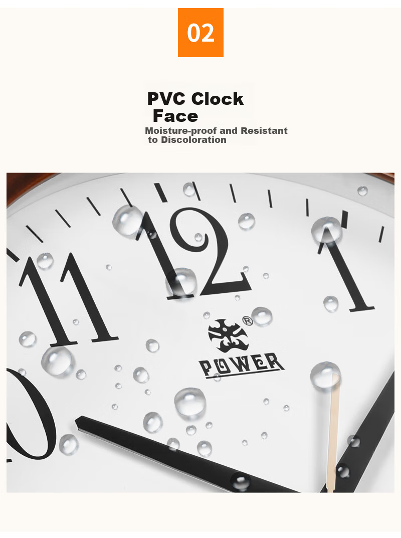 POWER Bawang Solid Wood Wall Clock Living Room 2024 New Large Size Simple Quartz Clock Office 40cm 4