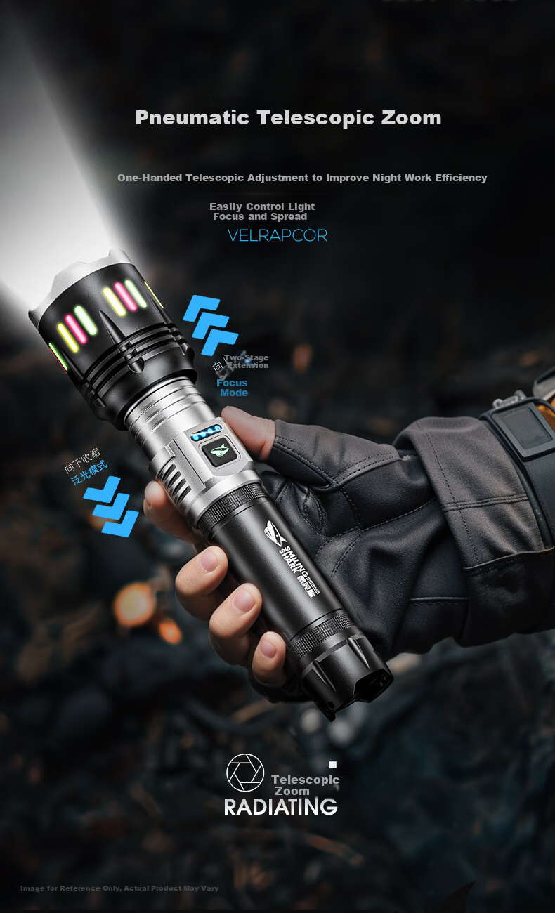 Smile Shark 5270 New High-Power Flashlight Ultra-Bright Outdoor Laser Long-Range Zoom Rechargeable with Large Capacity and Ultra-Long Battery Life 6