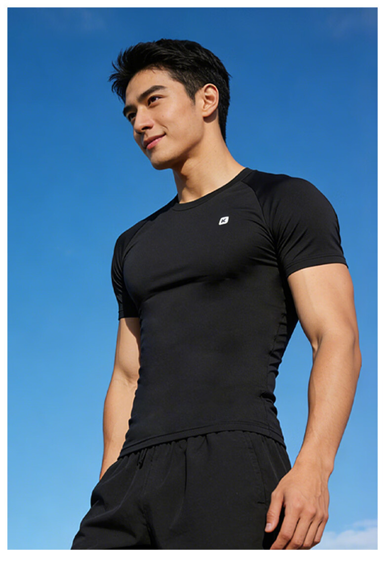Keep Men's Swim Shirt Professional Sun Protection Hot Spring Swimming Gear Black M 10