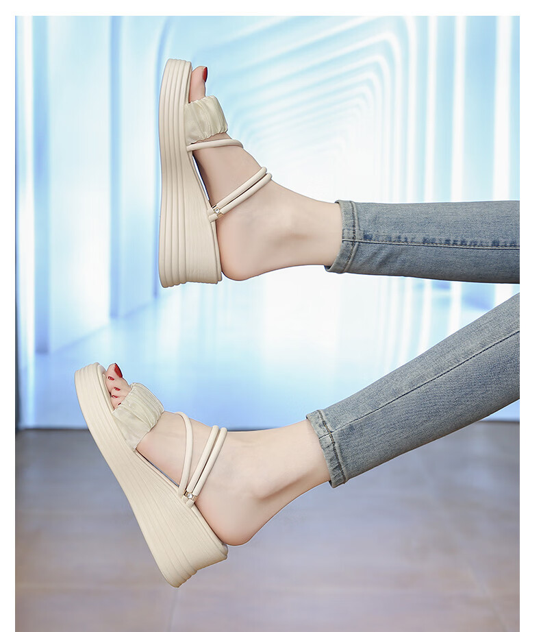 Cartelo Crocodile Women's Sandals Summer New Thick Sole Platform Casual Shoes for Skirt Wear 1774 Beige Size 38 14