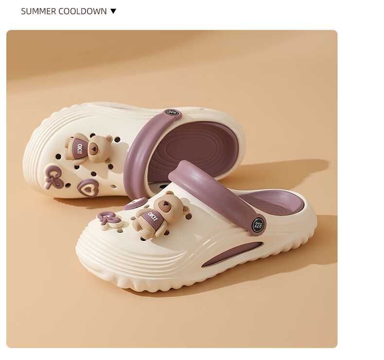 Cartelo Crocodile Cartoon Clog Sandals for Women, Two-Way Wear Beach Slippers, Model 1734, Khaki, Size 36-37 4