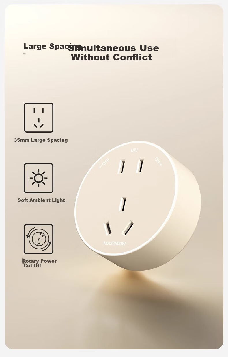 AUX Track Socket Movable Wall Socket No Drilling Wall-Mounted Sliding Track Power Strip Milk White 50CM + 3 Large Aperture Five-Hole Outlets 1