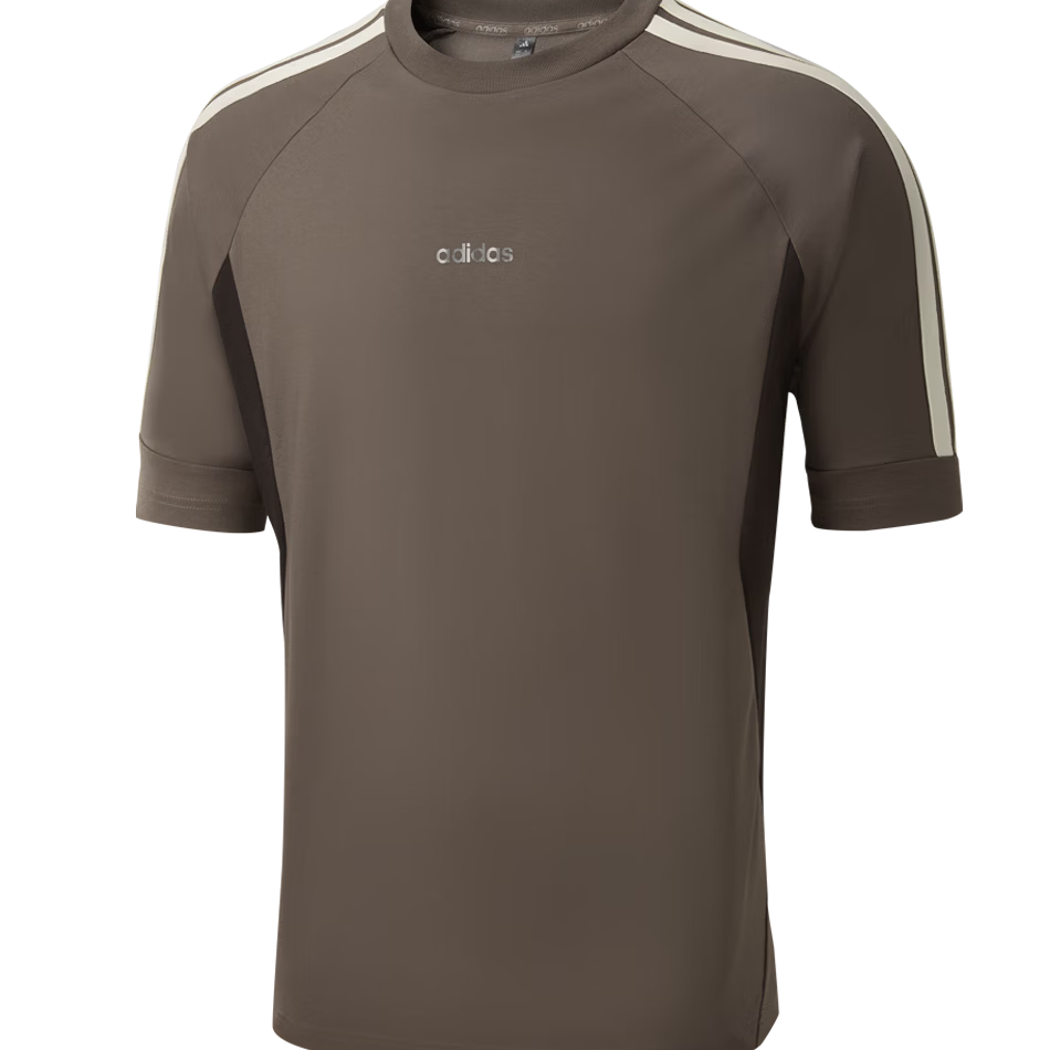 Adidas Men's Summer Breathable Lightweight Loose Fit Short Sleeve T-Shirt Coffee/White S