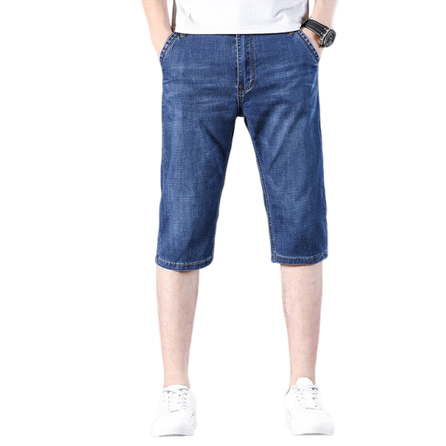 ROMON Men's Denim Shorts Summer Casual Business Seven-Point Pants Trendy Loose Thin Men's Pants