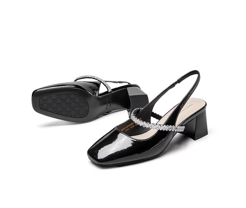 Eierkang Women's One-Strap High Heel Mary Jane Shoes Versatile Commuter Open-Toe Sandals Pink 29872W Size 36 14