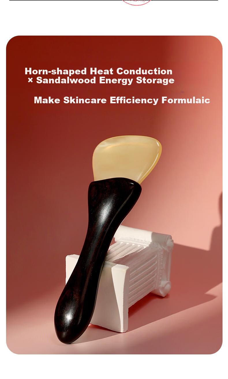 Chaojun Genuine Natural Sandalwood Horn Gua Sha Scraping Board Muscle Massage Stick Facial Full Body Massager Practical Birthday Gift for Mom and Wife 6