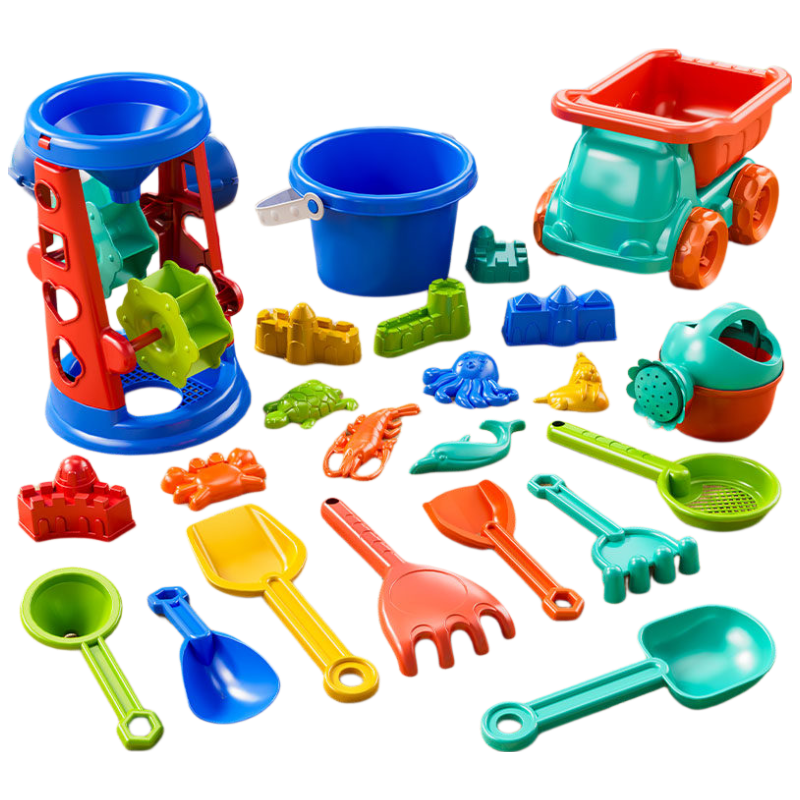 Guou Children's Beach Toy Car Baby Water Play Sand Digging Tools Hourglass Shovel Bucket Seaside Sand Play Set Sandpit