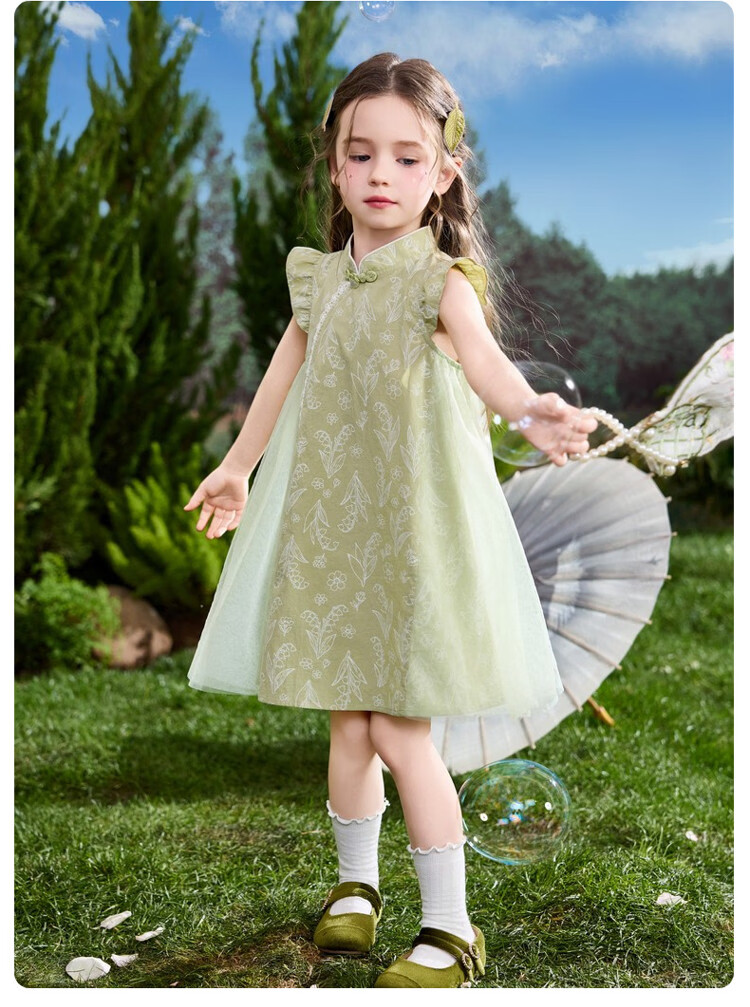 ASK JUNIOR Children's Qipao Dress 2026 Summer Toddler Short Sleeve New Chinese Style Dress for Girls 15