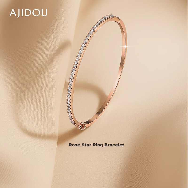 AJIDOU Fashion Simple Zircon Bracelet Bangle Jewelry Rose Gold Women's Day Gift for Girlfriend, Bestie, Wife