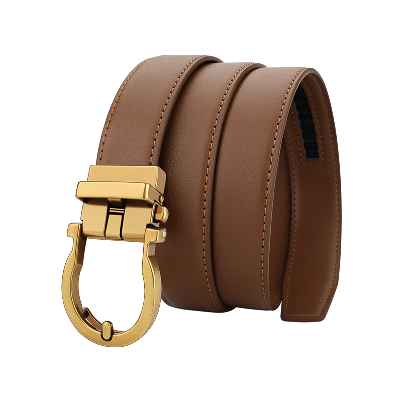 Calermkeens Versatile Women's Leather Belt, Fashionable New Style without Holes, Automatic Buckle Waistband, 520 Gift for Girlfriend