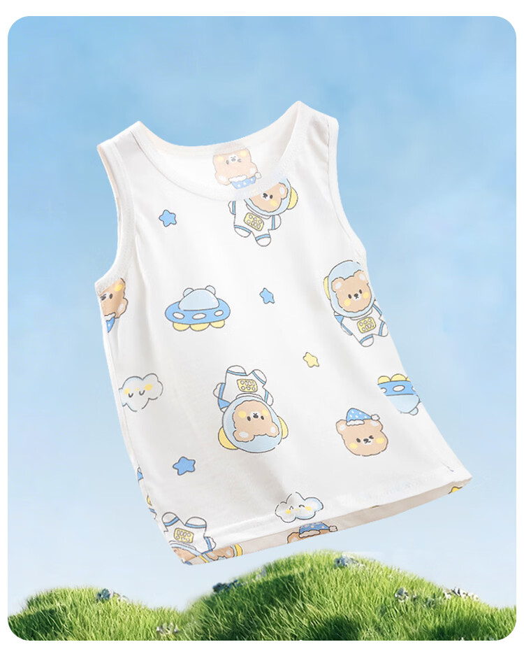 9i9 Children's Cotton Vest Summer Thin Sleeveless Top Boys Girls Baby Infant Belly Protector Dinosaur 0-2 Years 8