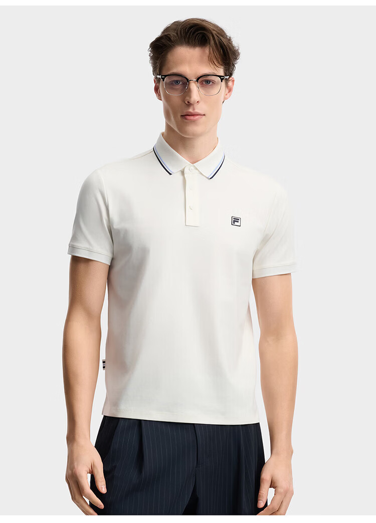 FILA Elite Men's Knitted Short Sleeve Polo Shirt 2026 Summer Simple Basic Casual Top 45