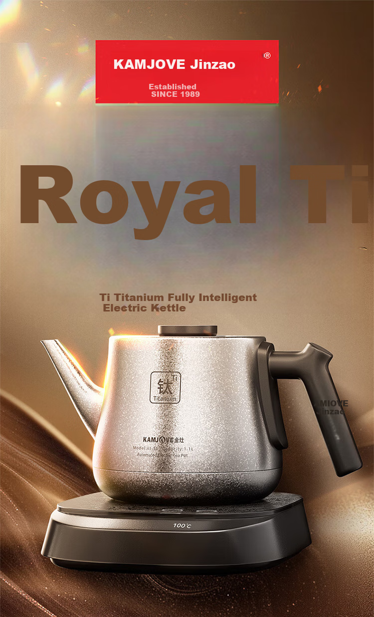 KAMJOVE Pure Titanium Electric Kettle Fully Automatic Bottom Water Supply Electric Kettle New Model Temperature Control Integrated Automatic Electric Kettle AI-95 for Boiling Water and Brewing Tea 1