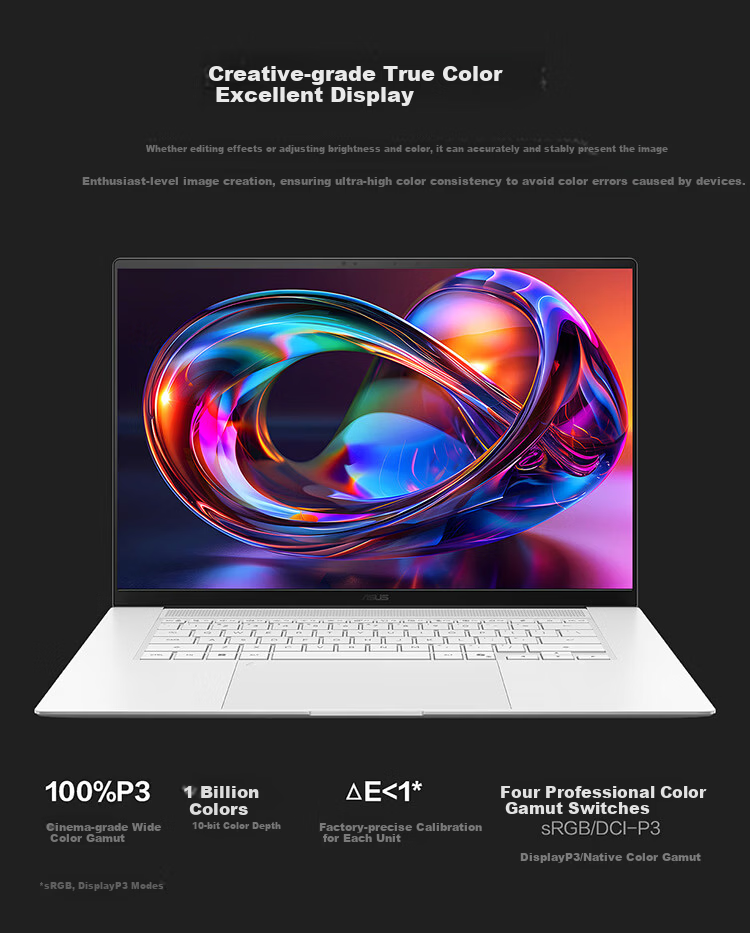 ASUS Lingyao 16 Air 2026 AMD Ryzen AI 9 H465 2.8K 1100nits OLED Ultra-thin 16-inch 1.1cm AI Laptop (32GB 1TB) 12