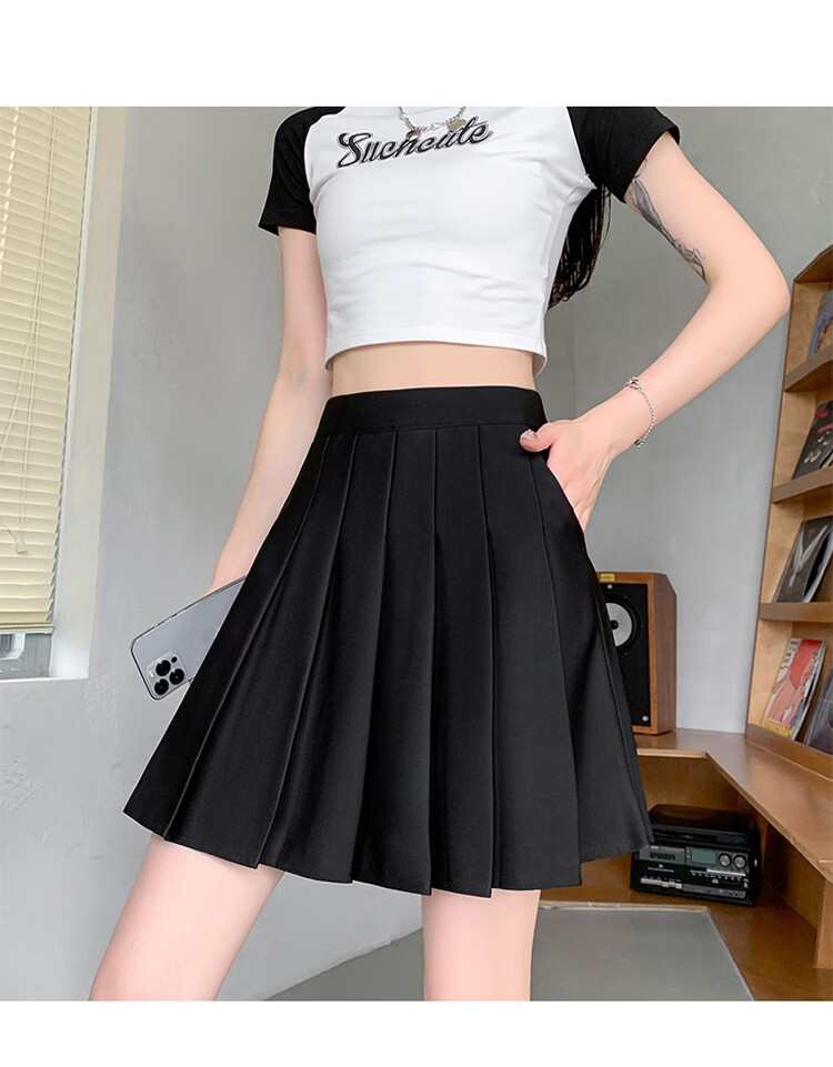 Free Style Pocket Pleated Skirt for Women Petite High Waist Anti-Exposure Blazer Mini Skirt 2026 New Summer Bodycon Skirt 18
