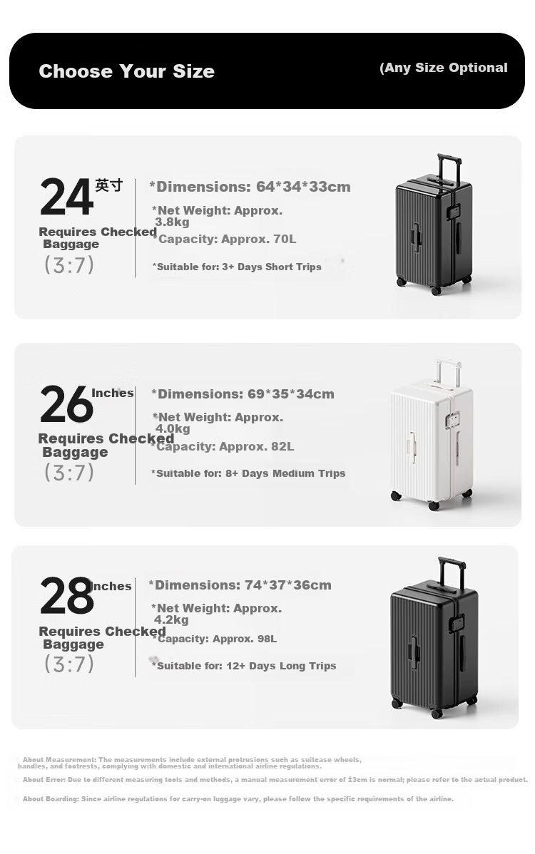 Jingsu Luggage Turnk Trolley Large Capacity Travel Suitcase Student Password Lock Matte White 28 Inch 1