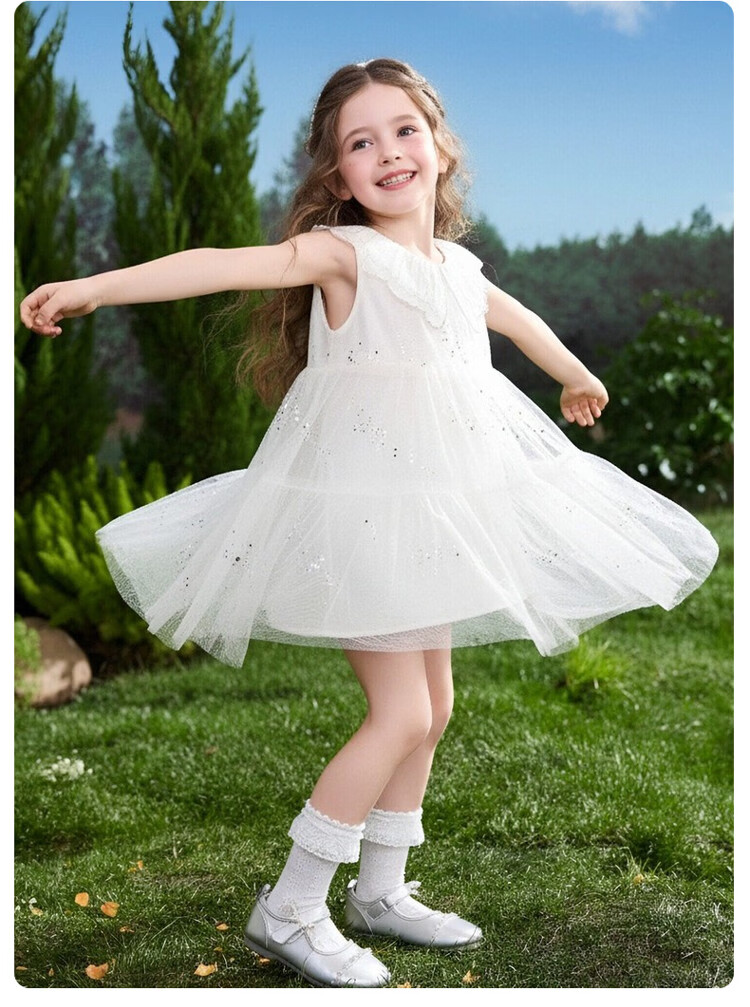 ASK JUNIOR Kids Summer Butterfly Mesh Vest Dress Toddler Girls Princess Dress 10