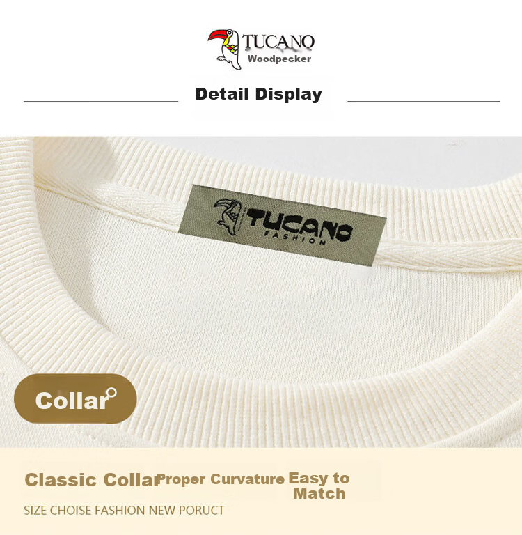 TUCANO Men's Long Sleeve Sweatshirt Gradient Crew Neck T-Shirt White 3XL 14