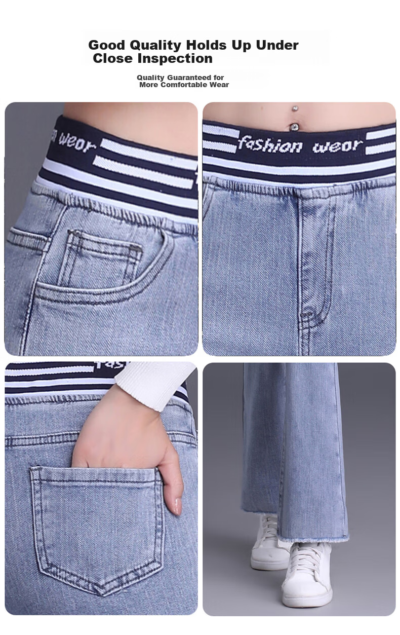 Pierre Cardin Women's Jeans, Winter Casual Slimming Heightening Elastic Flared Cropped Pants, Black And Gray, Size 27 9