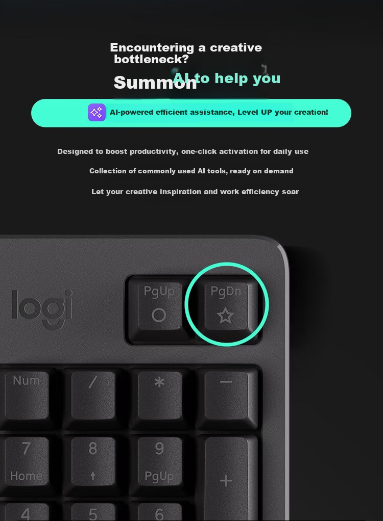Logitech K848 Wired Keyboard 2026 Edition - Wired Connection - Black - Crystal Switch - Non-Silent - 97 Keys 7