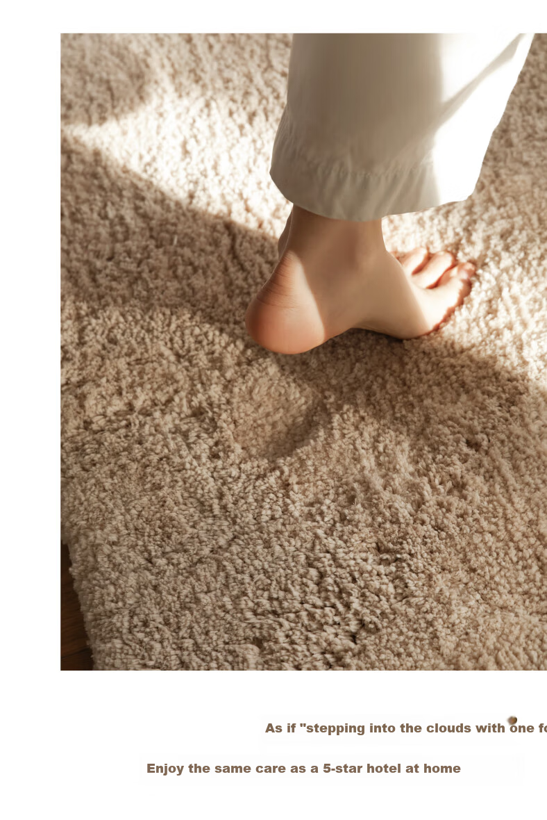 Saibosi Cream Style Bathroom Door Plain Color Antibacterial Water-Absorbent Non-Slip Floor Mat High-End Toilet Rug 50X80CM 9