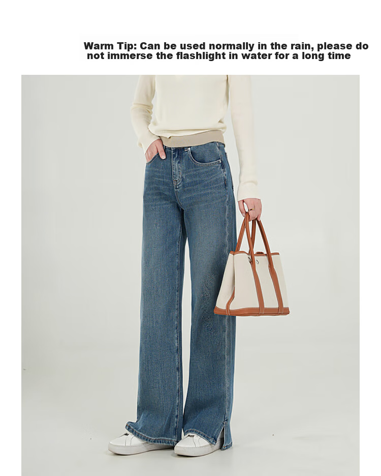 Zhang Xiaomou K19060 Mid-High Waist Slit Denim Jeans Casual Straight-Leg Pear-Shaped Loose Stretch Jeans 6