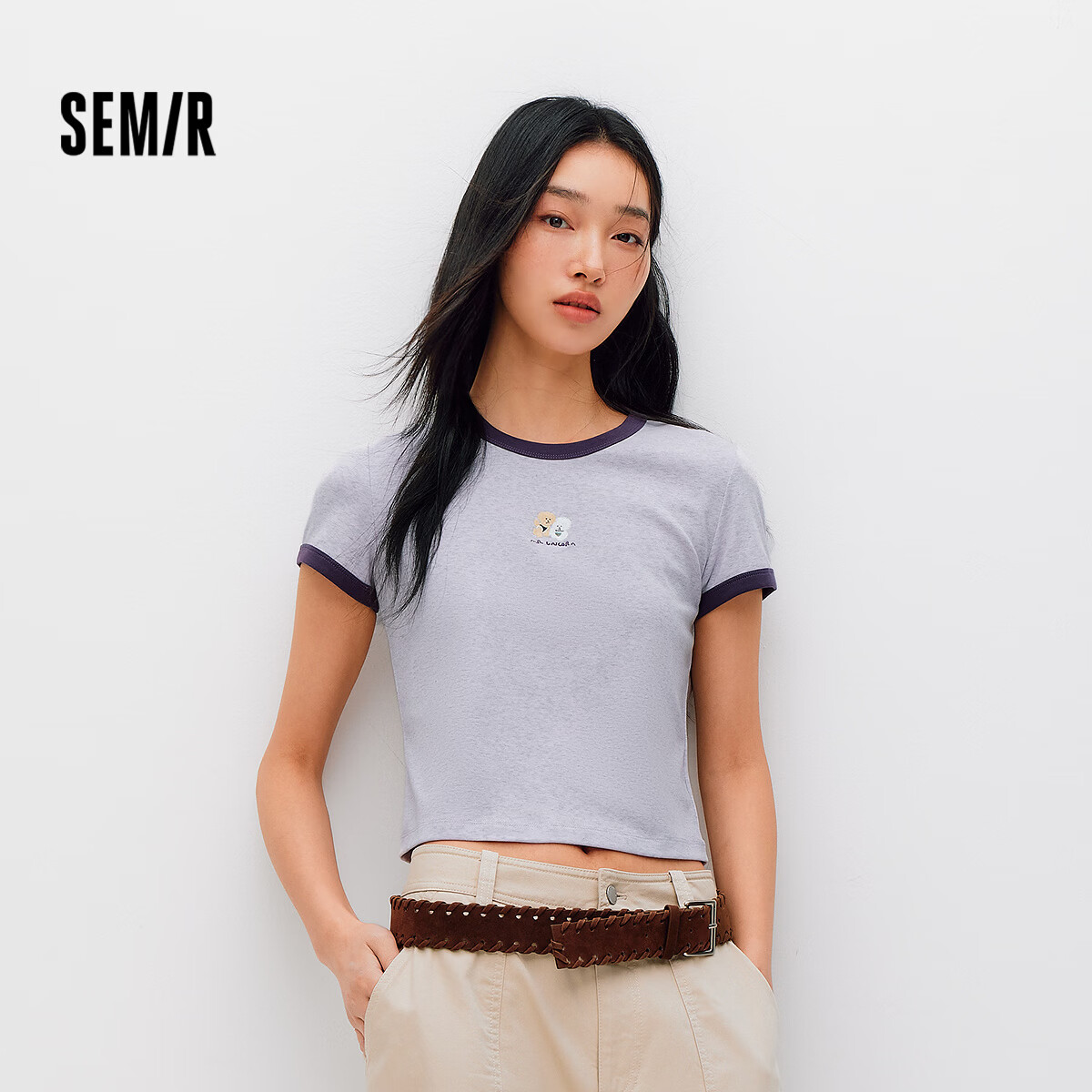 Semir Mall Edition | Illustrator Collaboration Women's Short Sleeve T-Shirt Summer Crop Slim Fit 2026 Top 101326100029