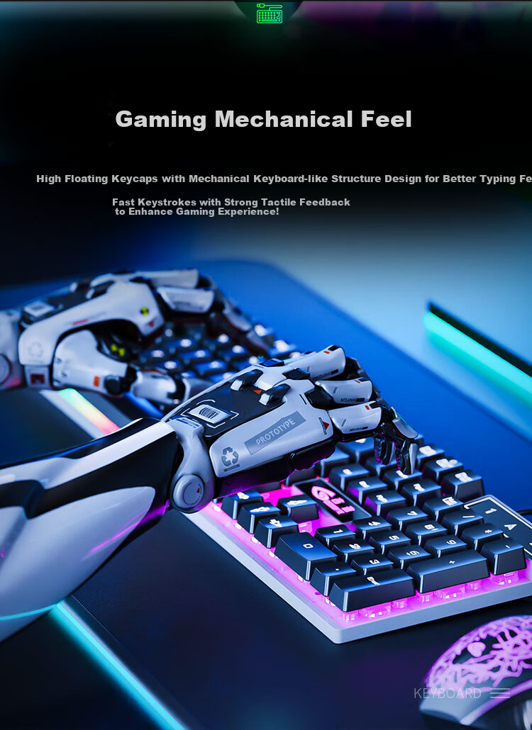 GESOBYTE G11 Wired Mechanical Feel Gaming Keyboard RGB Backlit USB External for Desktop Laptop Home Use White 4