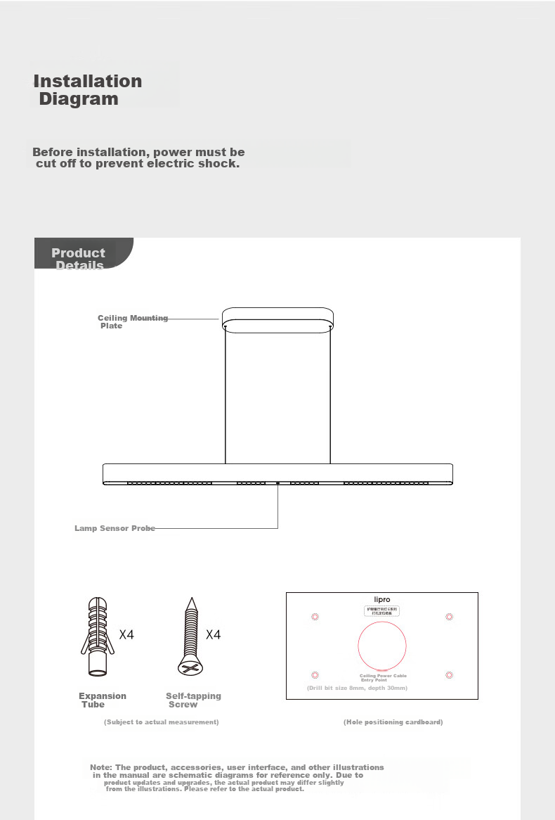 Lipro Eye-Care Restaurant Linear Pendant Light Modern Minimalist Smart Straight Bar Pendant Light Moonlight Silver 10
