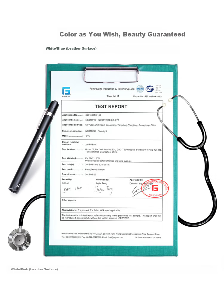 NEXTORCH K3L Medical Flashlight Yellow White Dual Light ENT Ophthalmology Examination Medical Penlight AA Battery 8