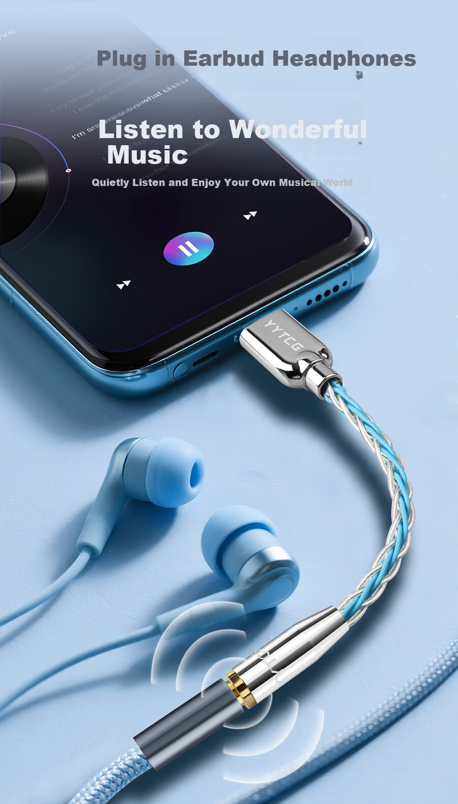 YYTCG Single Crystal Copper Silver-Plated Type-C to 3.5mm Audio Cable CX31993 Chip Headphone Adapter Universal for Apple Xiaomi Samsung Huawei Phones Tablets Speakers Headphones 3