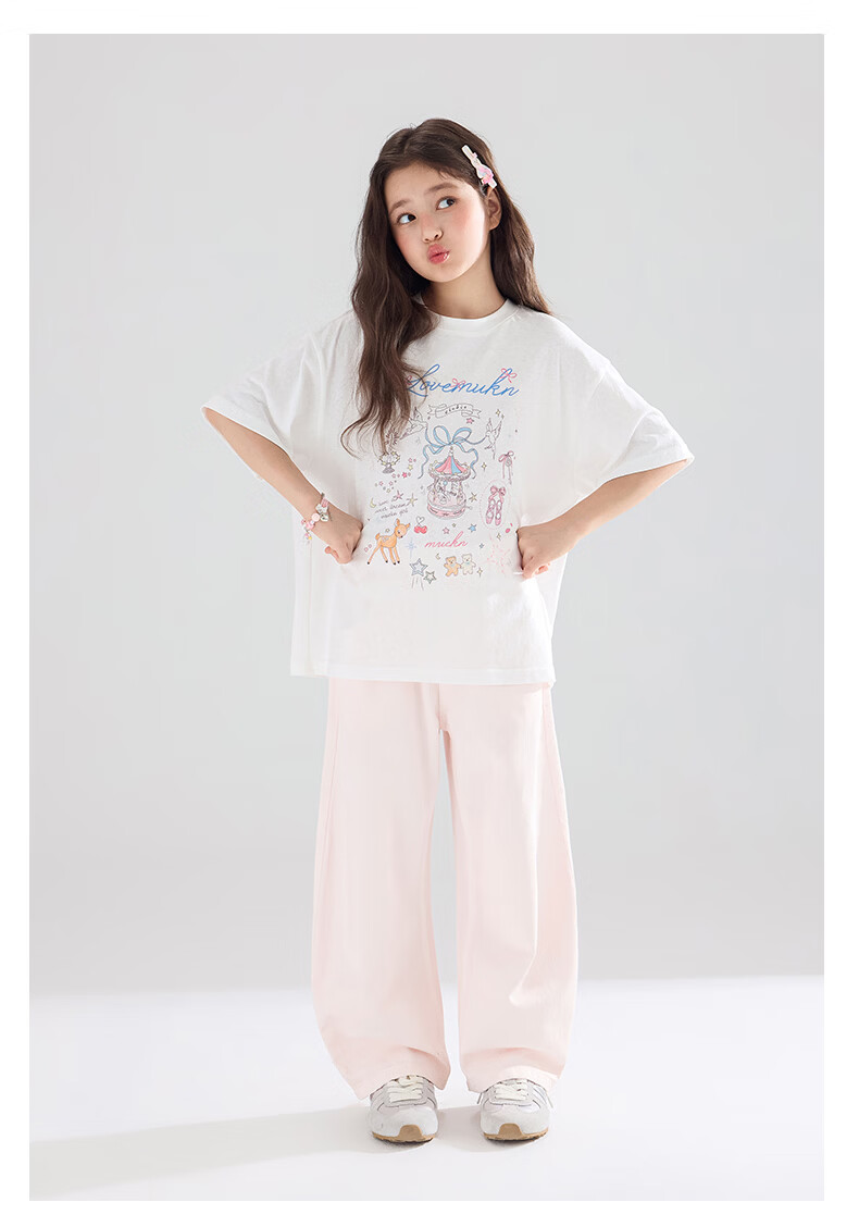 Mucmukn Wish Fairy Snowflake Soft Cotton Loose Hand-Painted Print Short Sleeve T-Shirt Summer Girls' Tee New 12